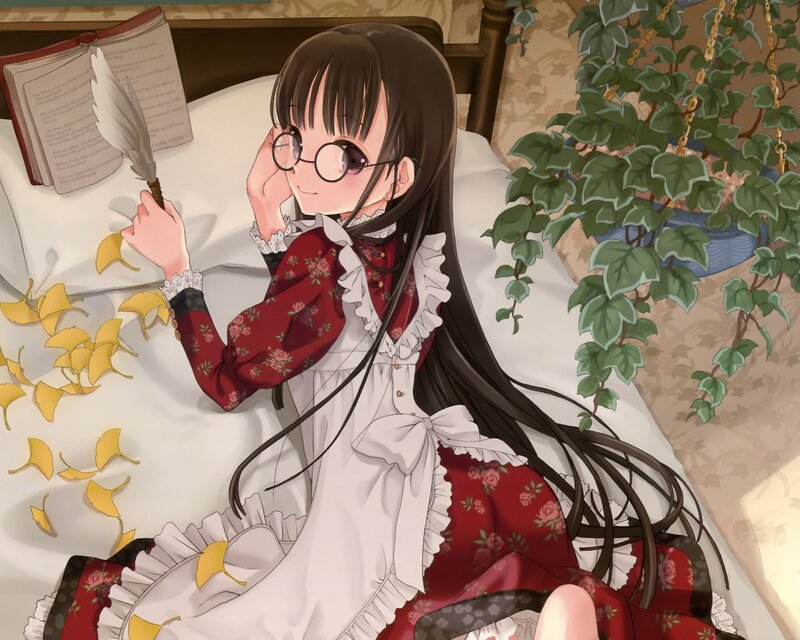 Girl Reading in Bed — Red