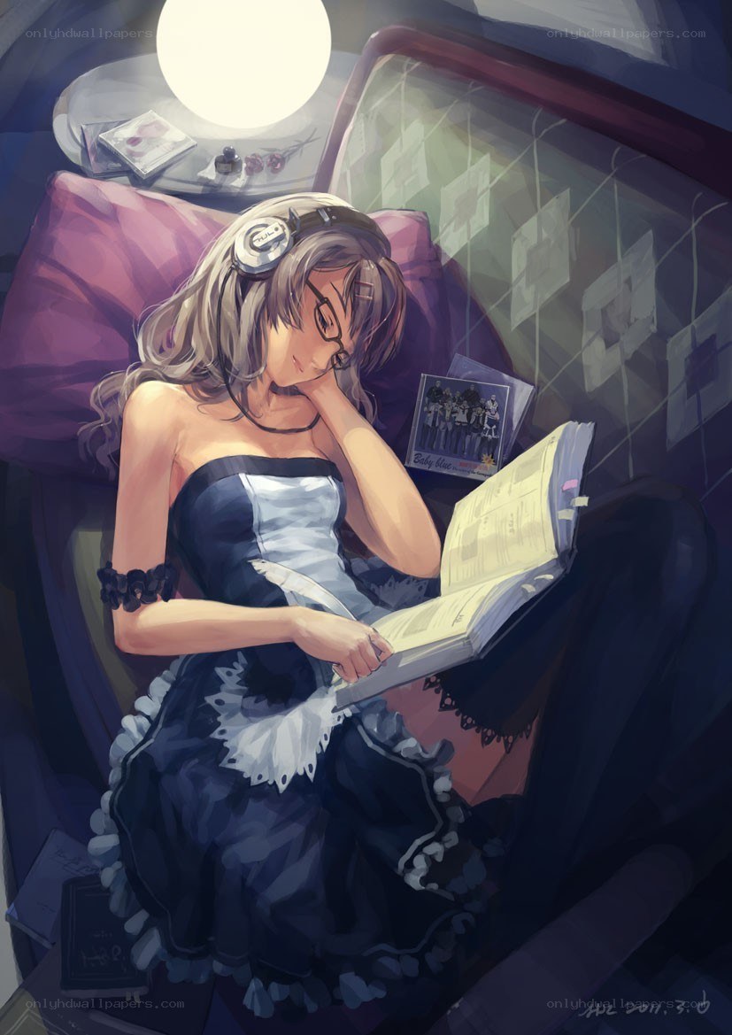 Girl reading in bed