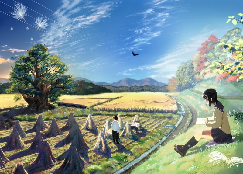Girl Reading in Field