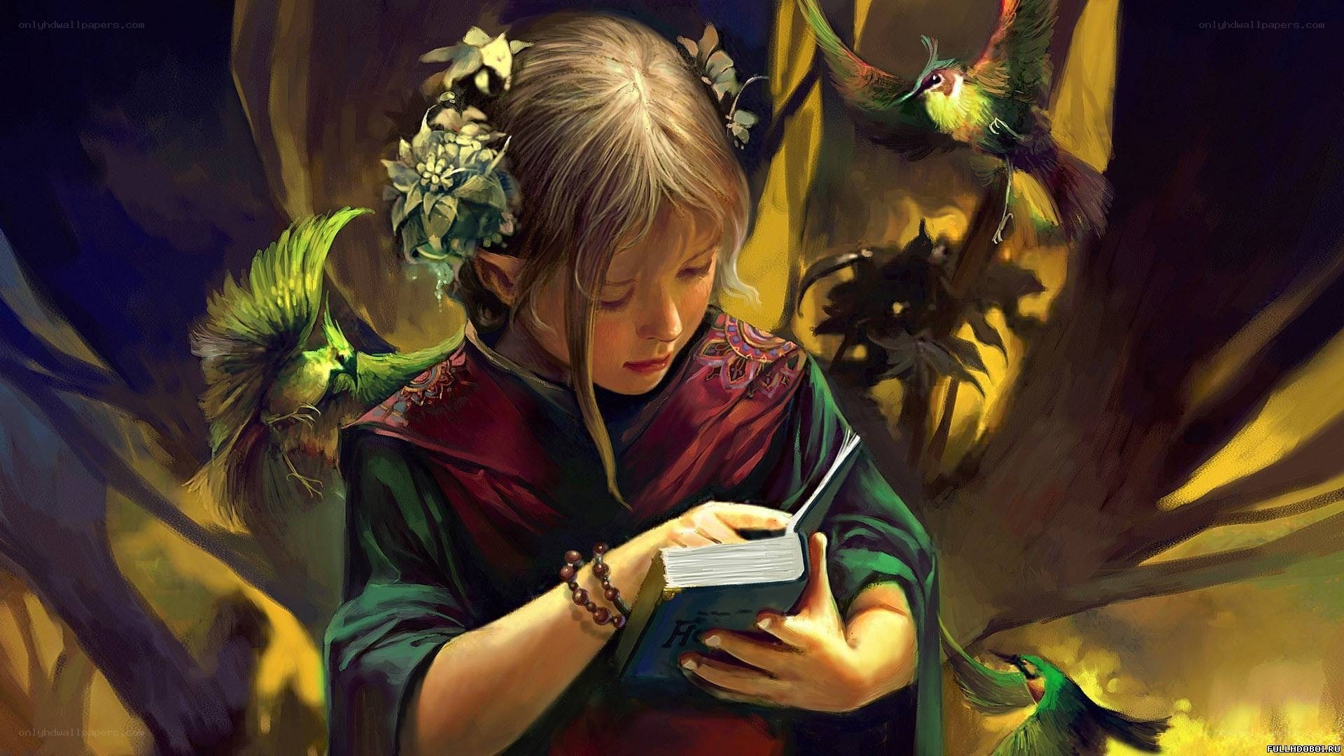 girl reading in forest