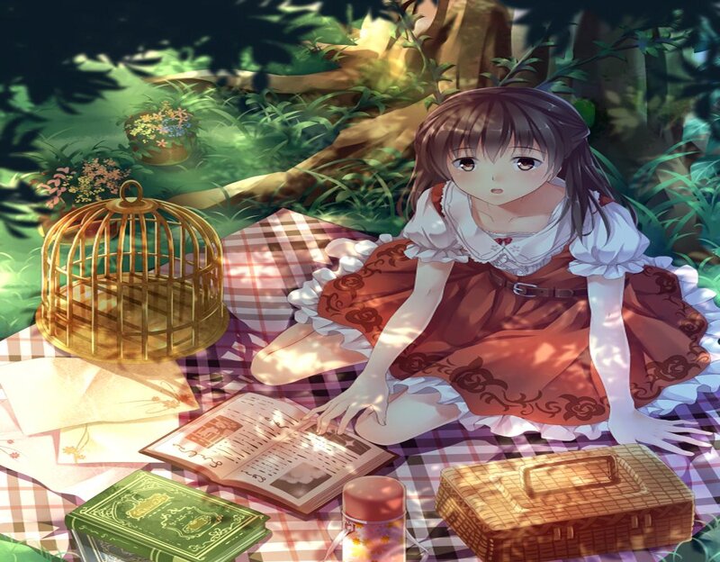 Girl Reading in Forest — Green, Serene