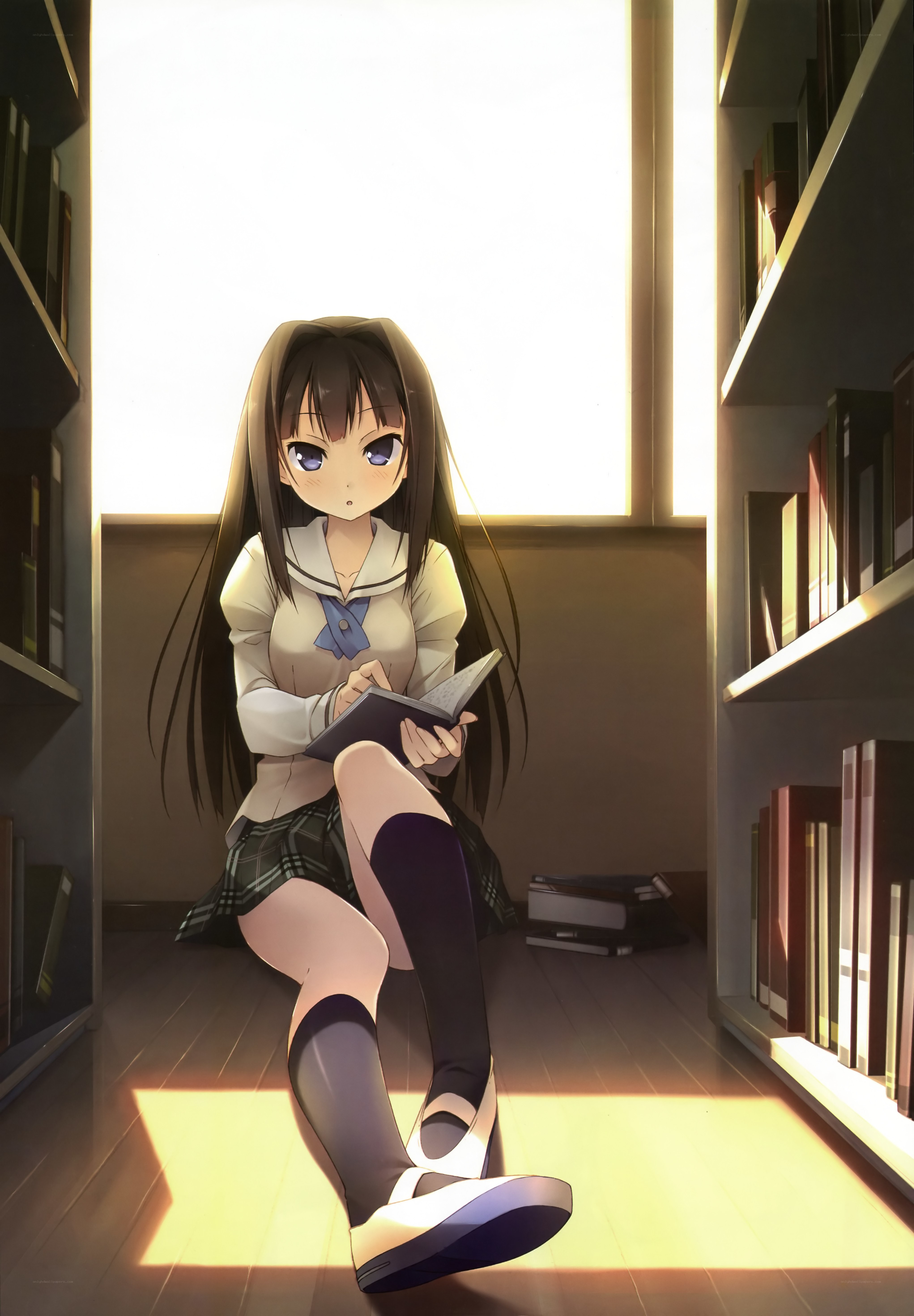 girl reading in library