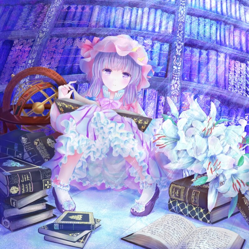 Girl Reading in Library — Purple