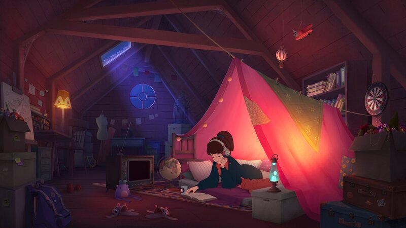 Girl Reading in Tent
