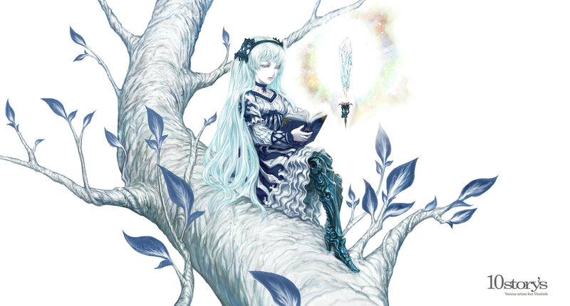 Girl Reading in Tree — Blue
