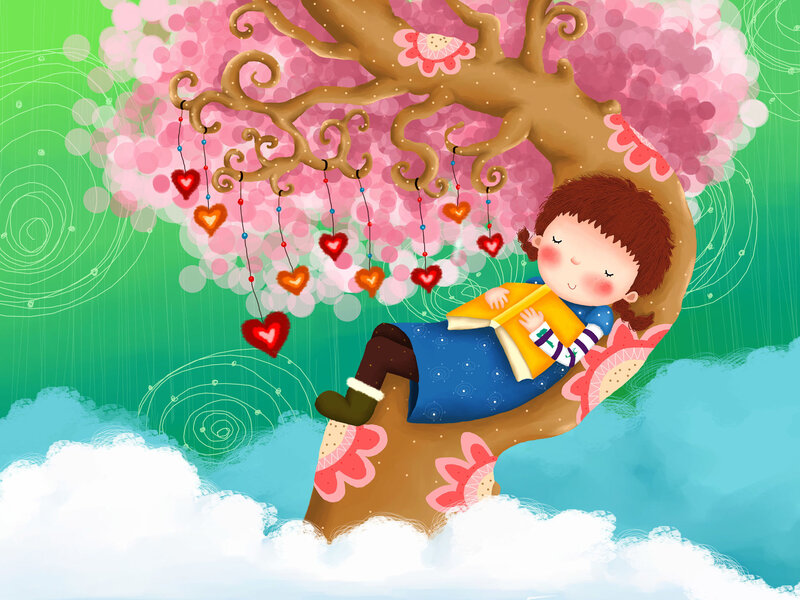 Girl Reading in Tree