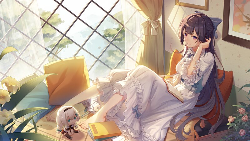 Girl Reading in Window