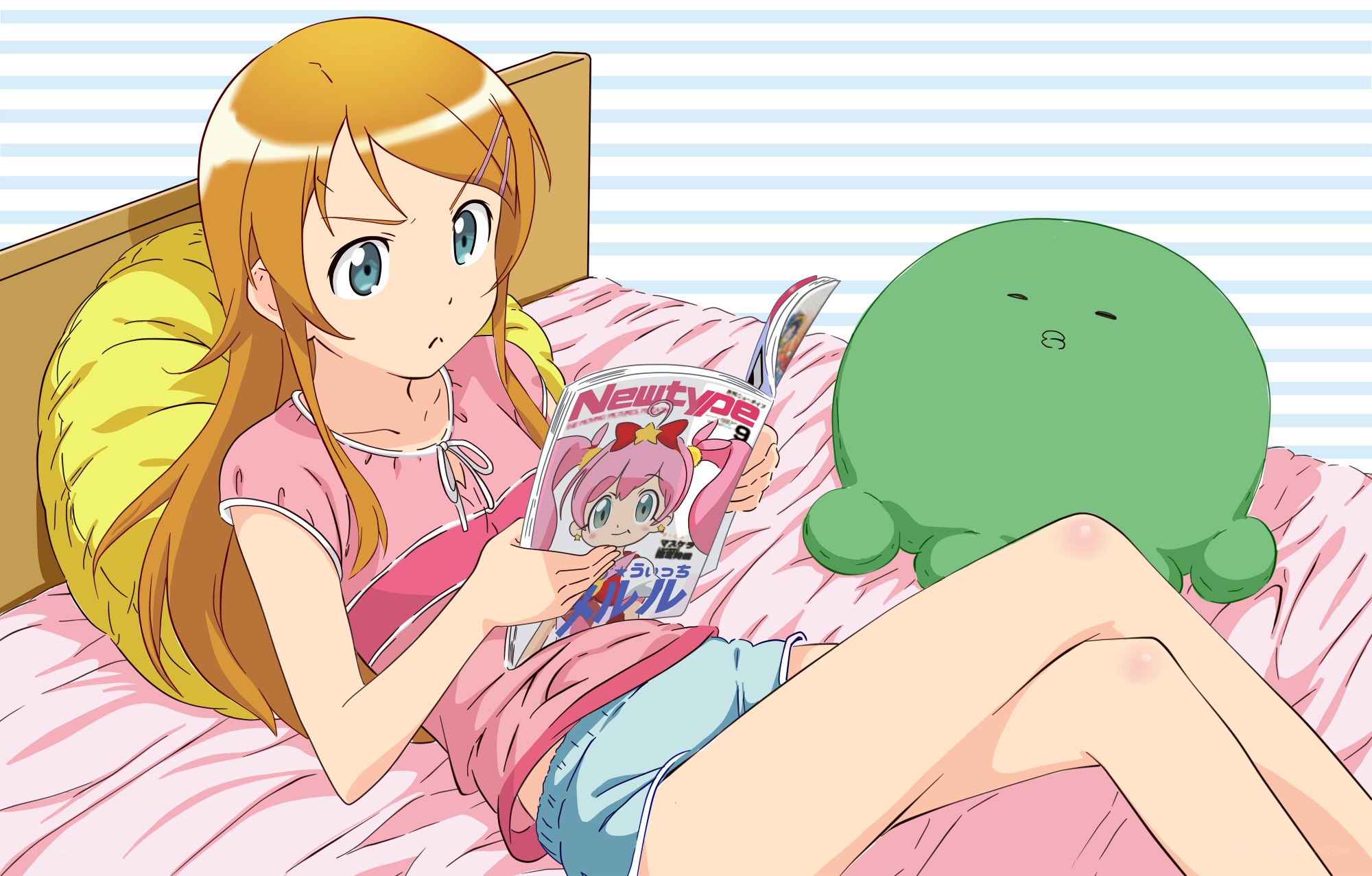 Girl reading manga in bed