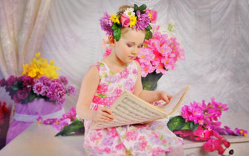 Girl Reading Music — Pink