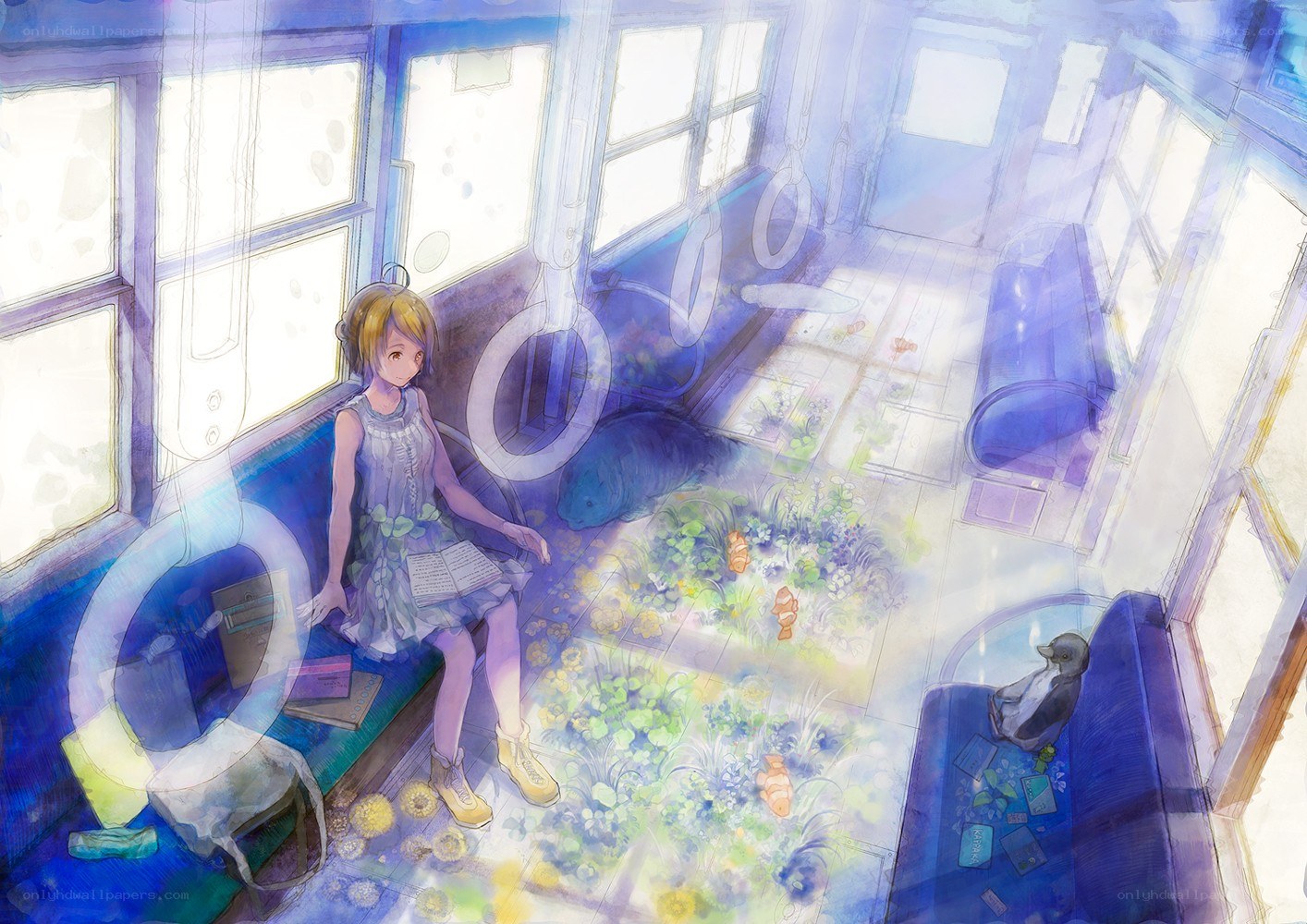 Girl reading on a train