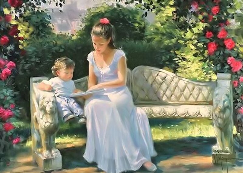 Girl Reading to Child