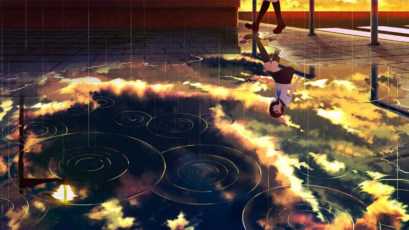 Girl Reflected in Puddle