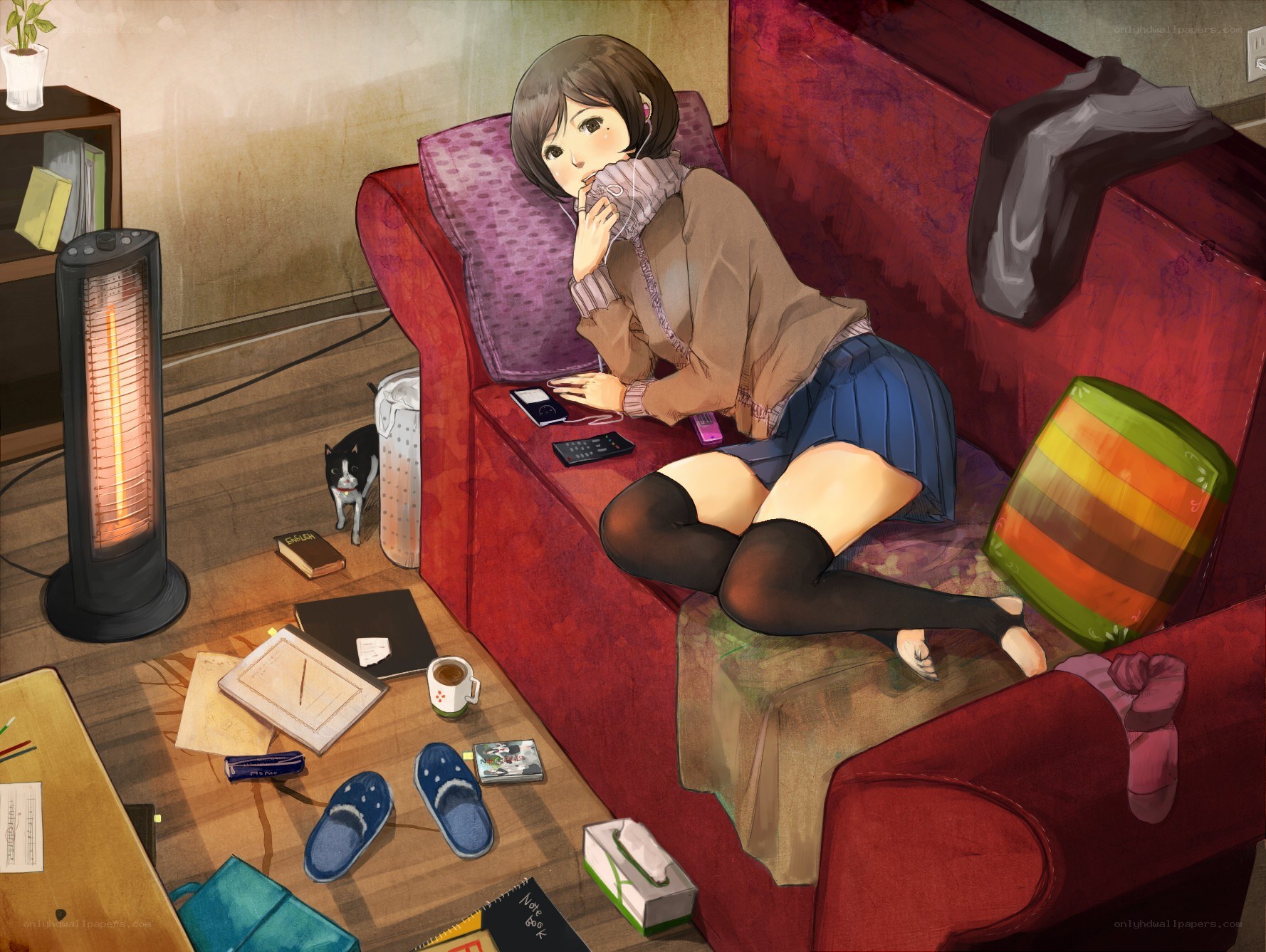 Girl relaxing on a sofa