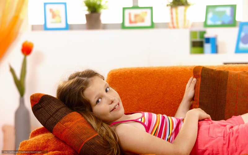 girl relaxing on sofa