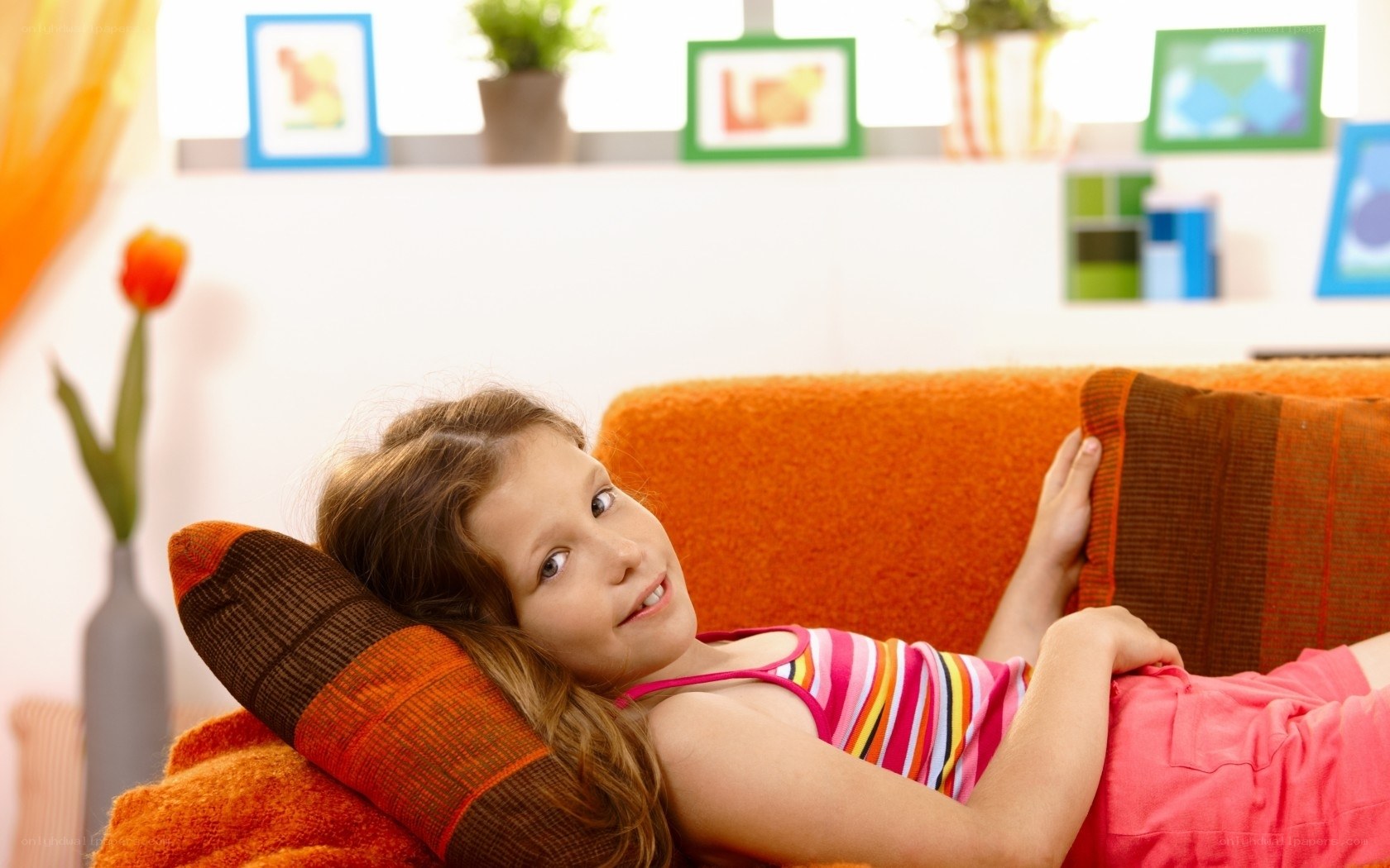 girl relaxing on sofa