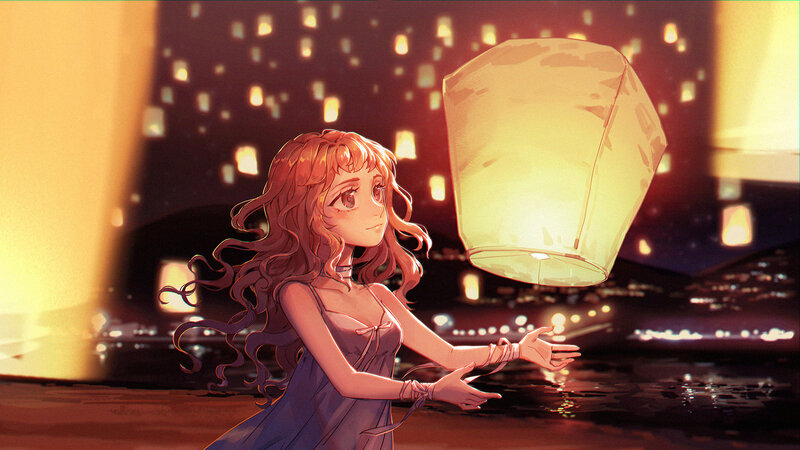 Girl Releasing Lantern