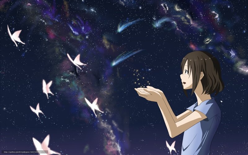 Girl releasing starlight into the cosmos