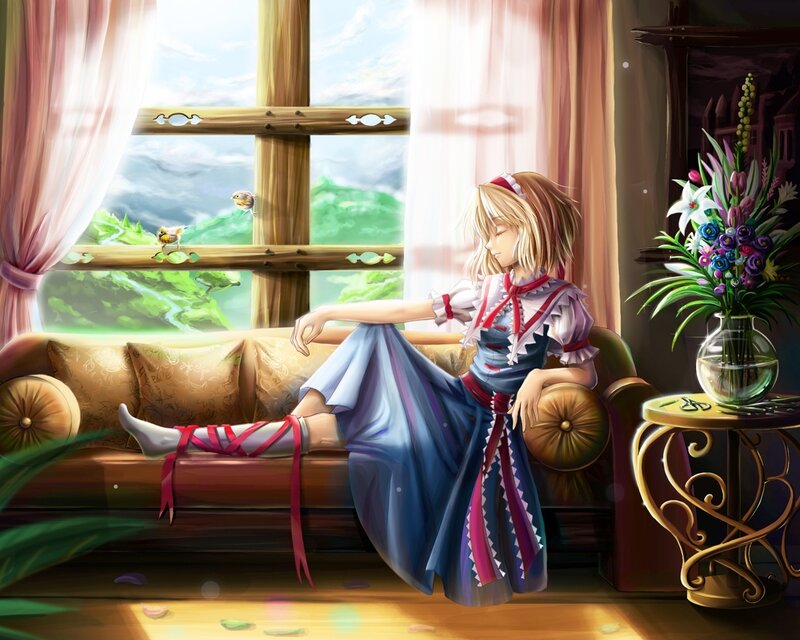 Girl resting by the window