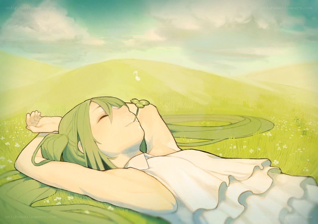 Girl resting in a field