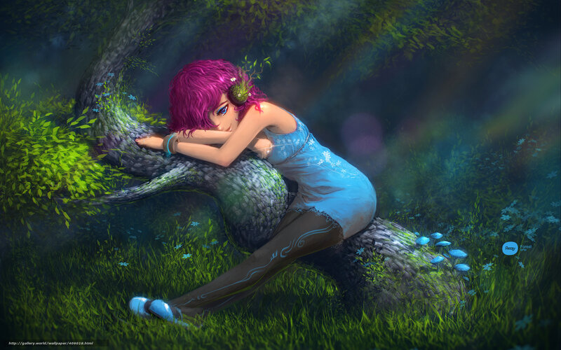 Girl resting in a forest