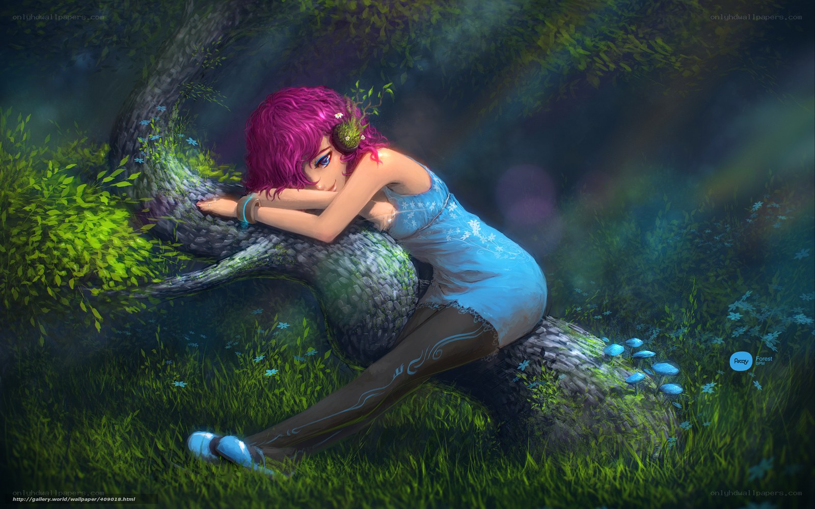 Girl resting in a forest