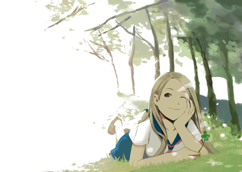 girl resting in a sunlit forest