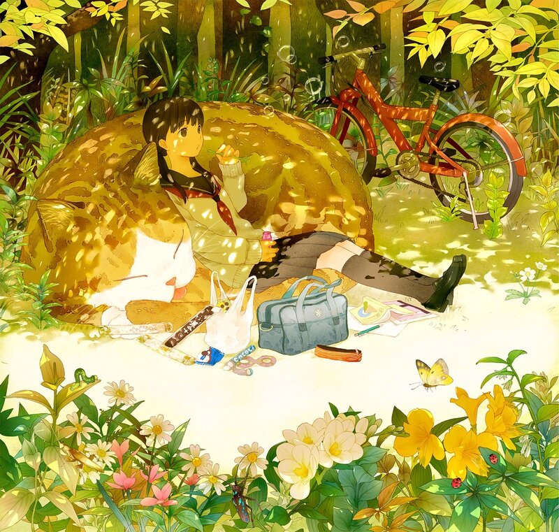 Girl Resting in Forest — Green