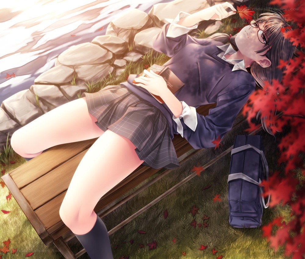 Girl resting on a bench