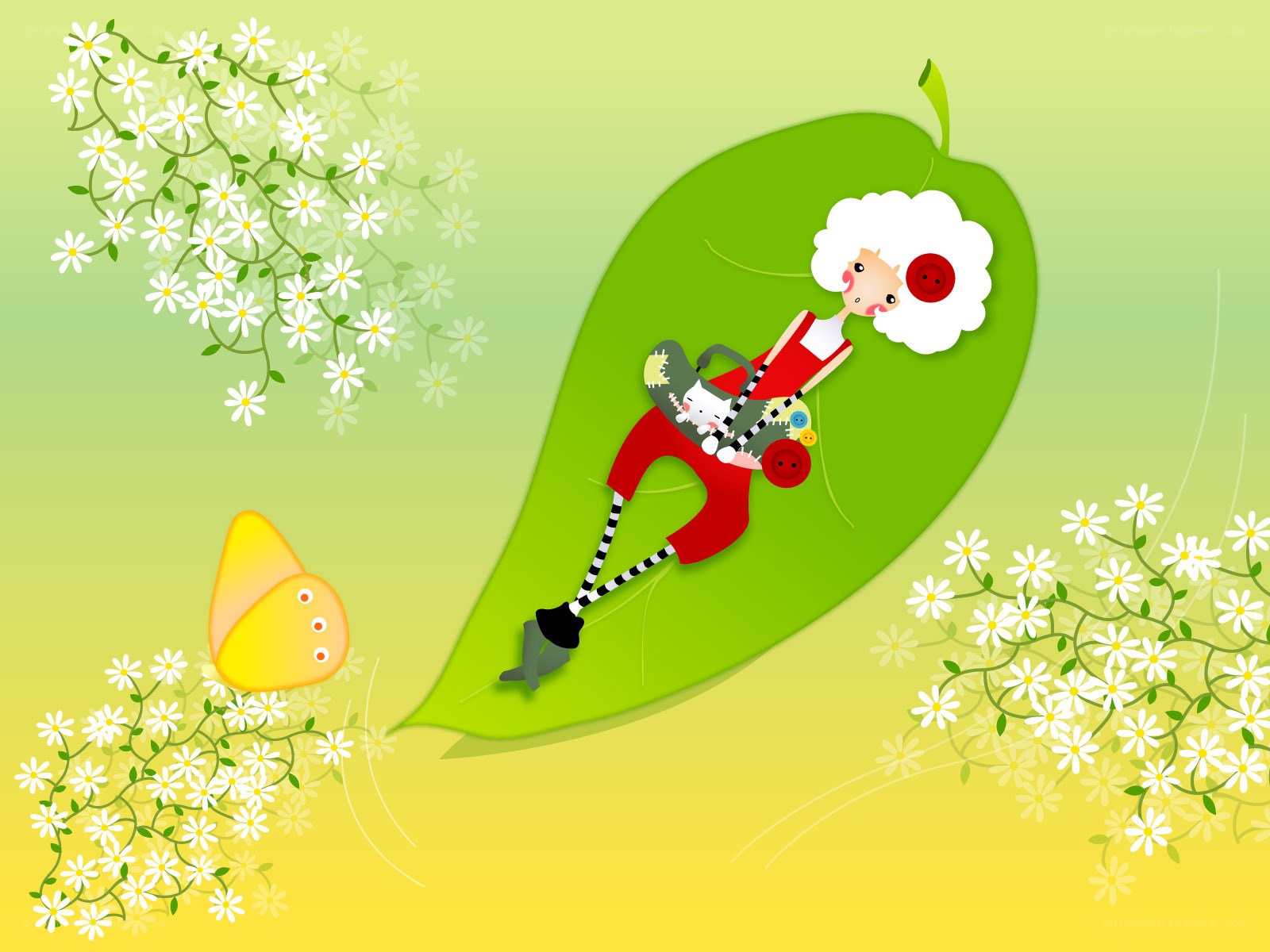 girl resting on a leaf