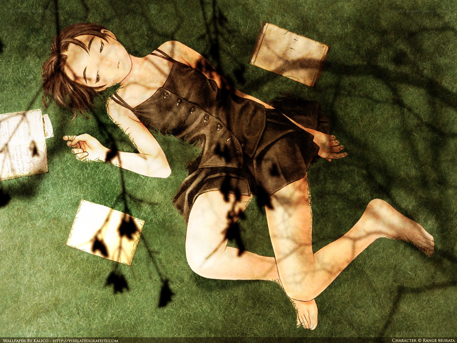 Girl resting on grass