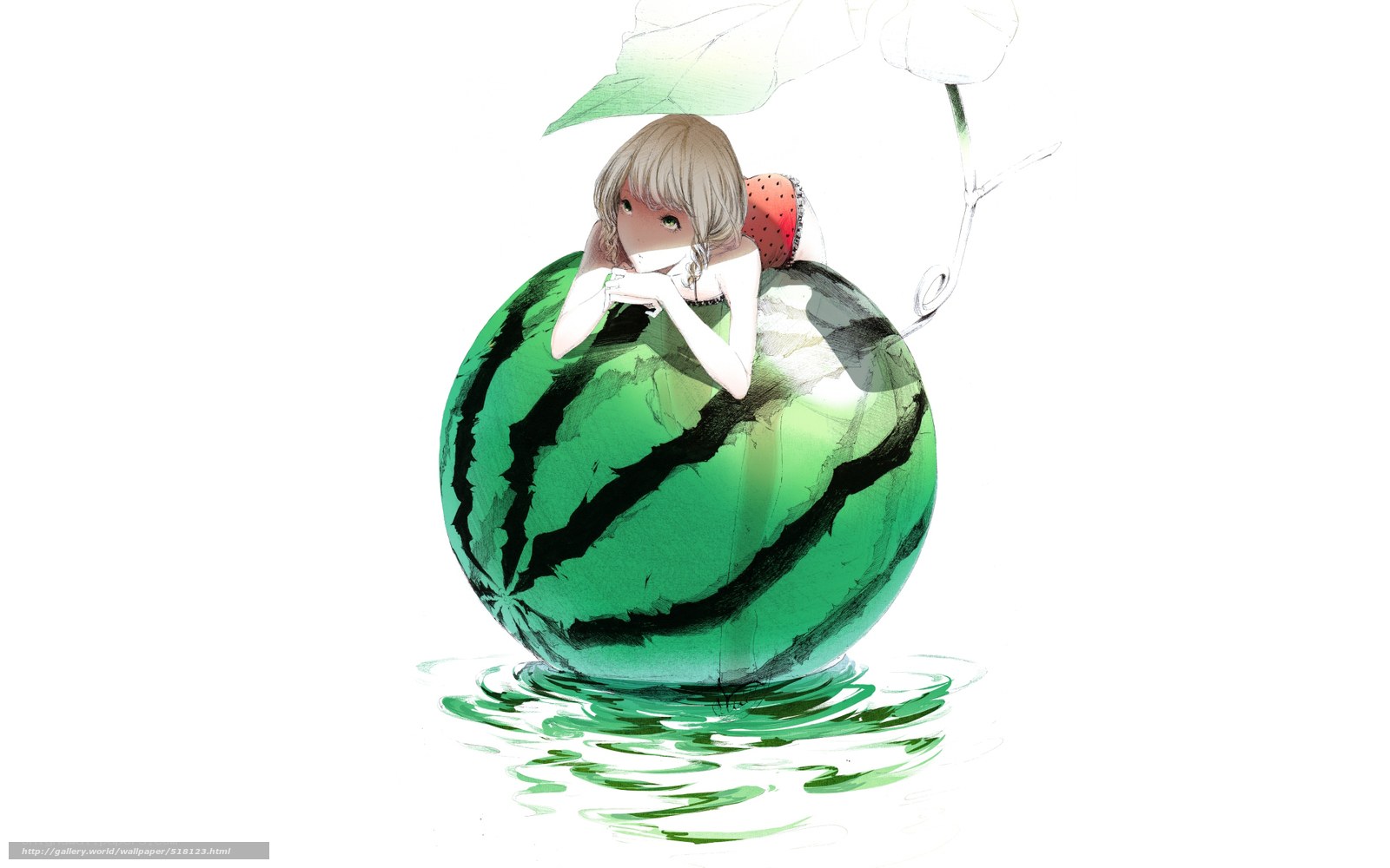 girl resting on watermelon