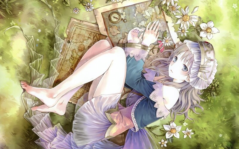 girl resting with map