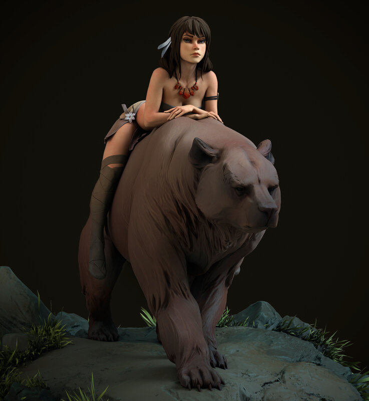 Girl Riding a Bear