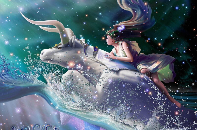 Girl Riding a Bull
