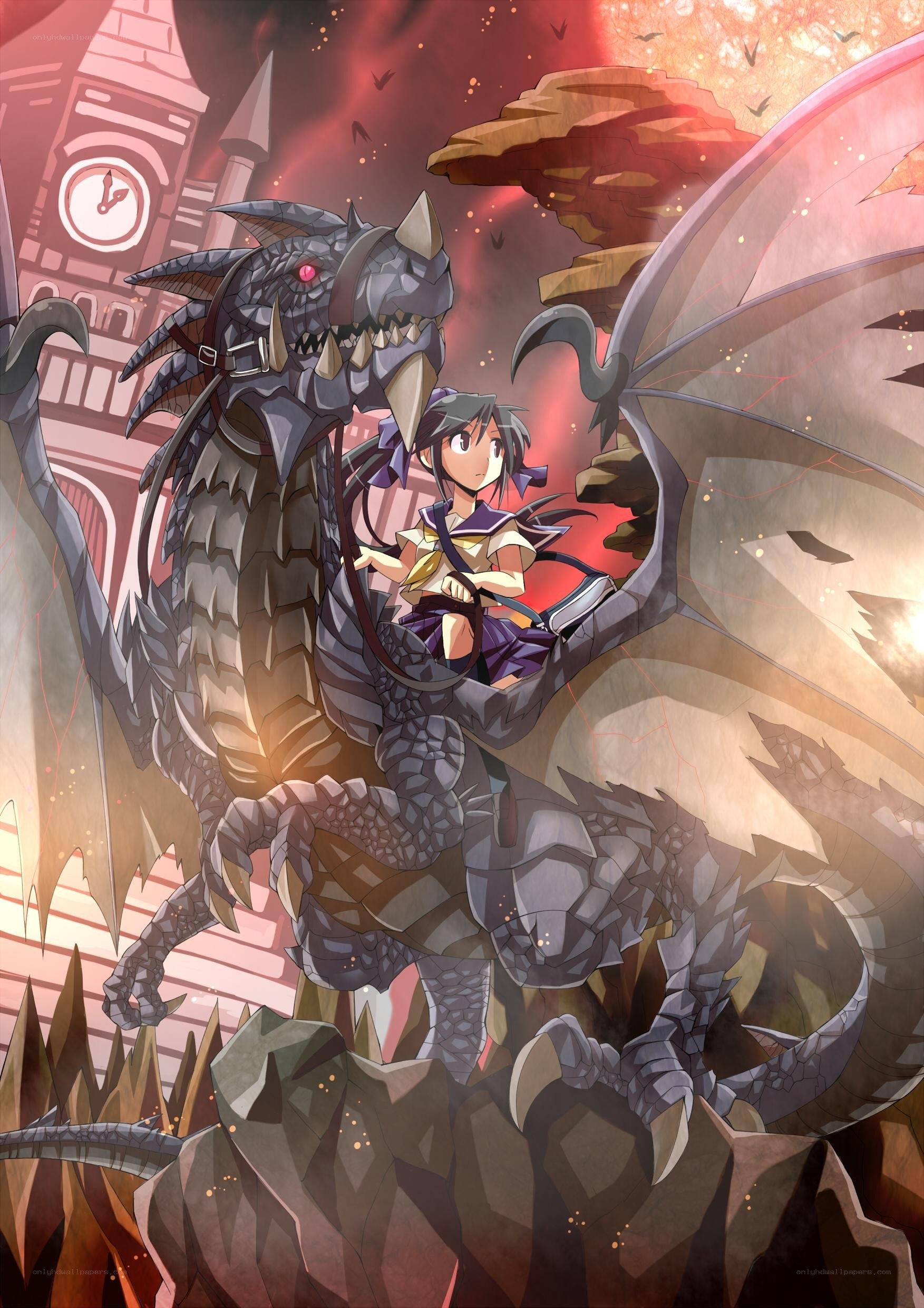 Girl riding a dragon