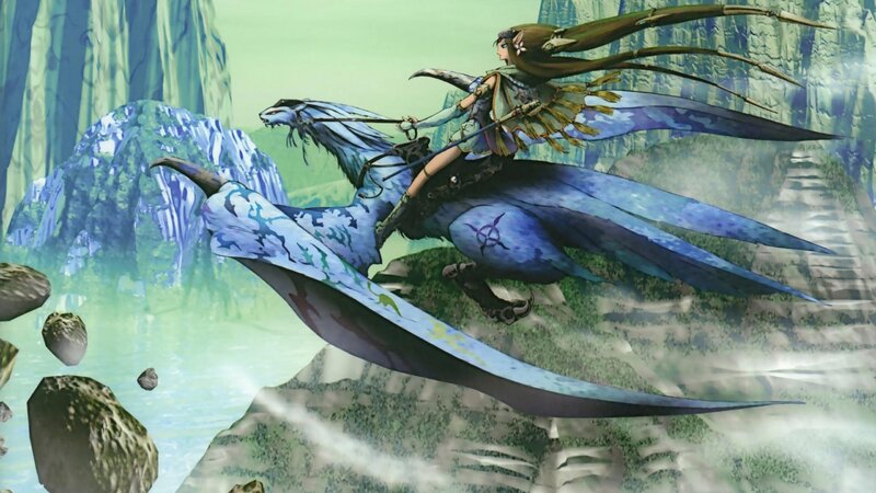 Girl Riding a Dragon — Blue, Adventurous