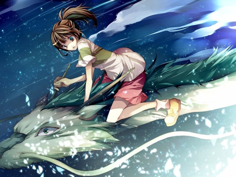 Girl Riding a Dragon — Blue, Dramatic