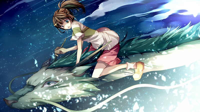 Girl Riding a Dragon — Blue, Serene