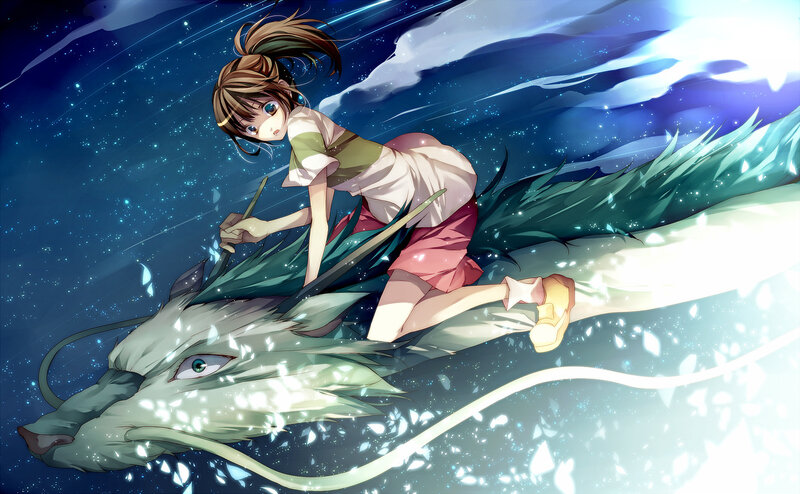 Girl Riding a Dragon — Blue