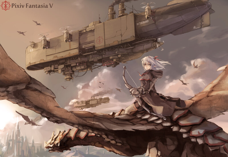 Girl Riding a Dragon — Brown
