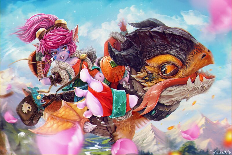 Girl Riding a Dragon — Pink