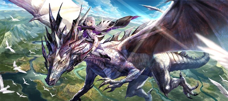 Girl Riding a Dragon — Purple, Dramatic, Afternoon
