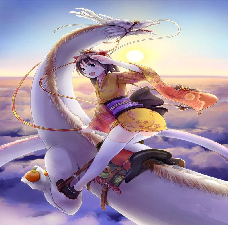 Girl Riding a Dragon — Purple