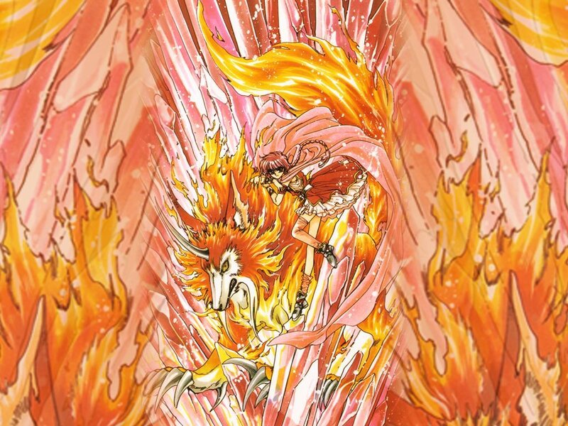 Girl Riding a Fire Wolf