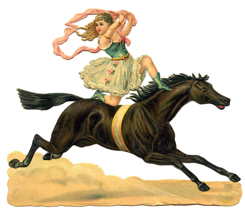 Girl Riding a Horse — Brown, Dynamic
