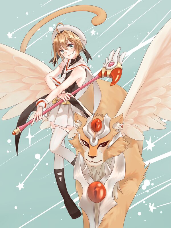 Girl Riding a Lion — White
