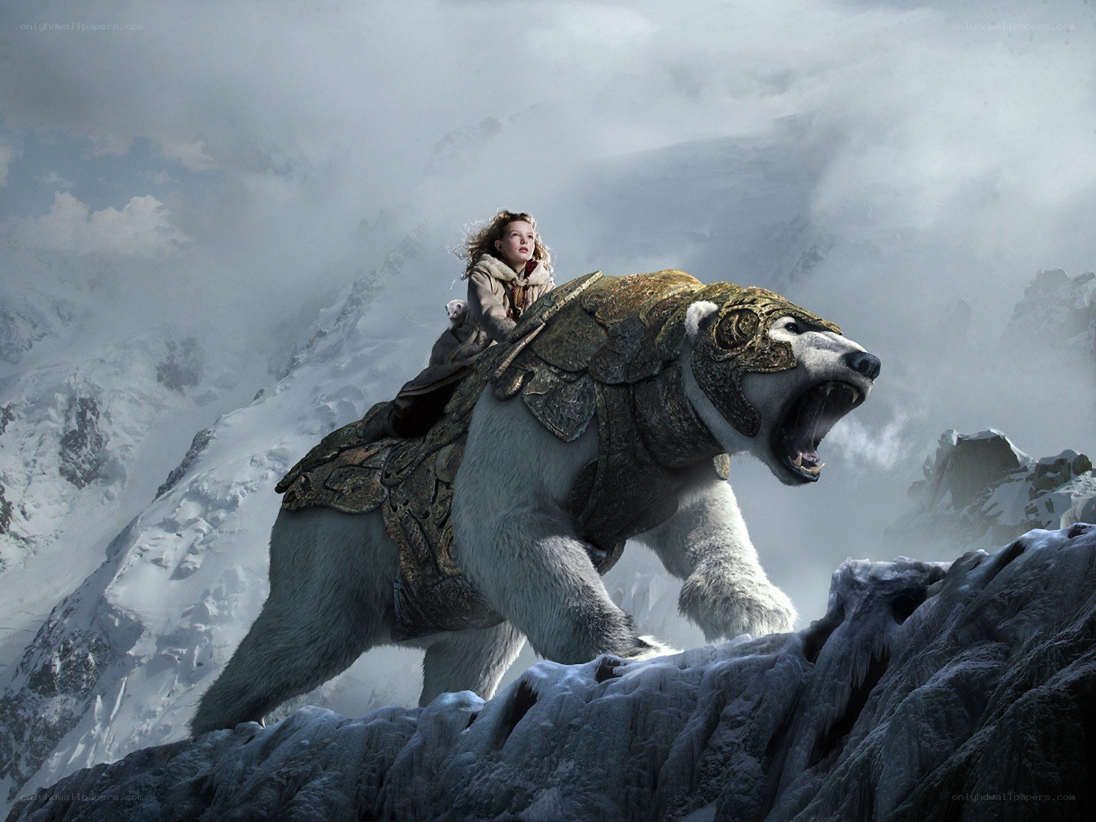 girl riding a polar bear