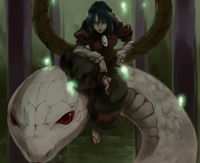 Girl Riding a Snake — Green