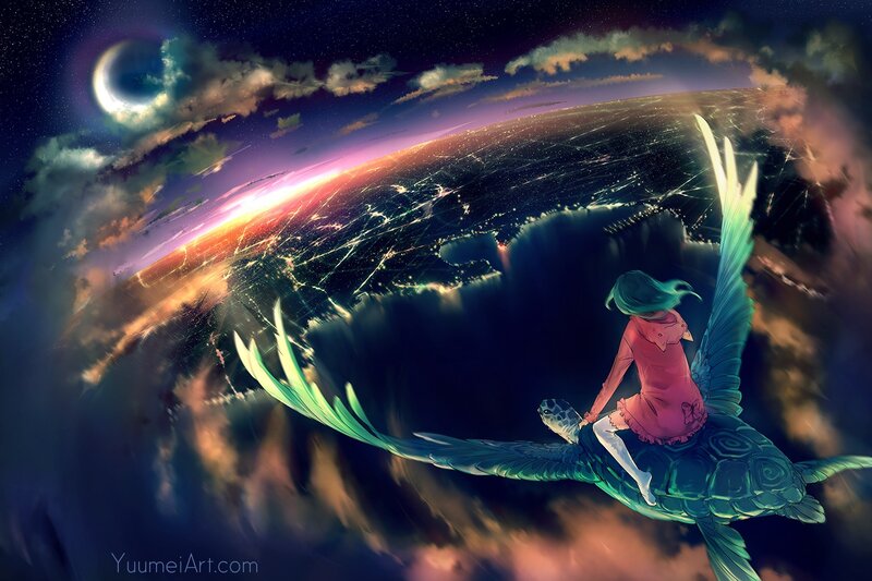 Girl Riding a Turtle