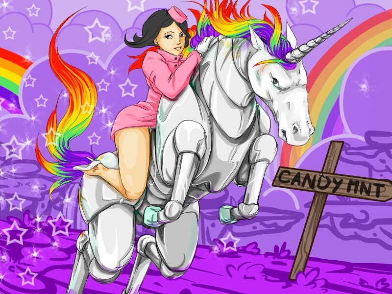 girl riding a unicorn